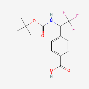 molecular formula C14H16F3NO4 B13619726 4-(1-{[(Tert-butoxy)carbonyl]amino}-2,2,2-trifluoroethyl)benzoic acid 