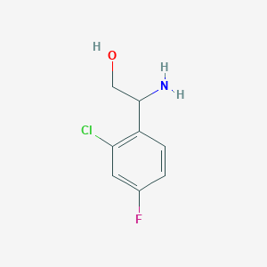 molecular formula C8H9ClFNO B13619929 2-Amino-2-(2-chloro-4-fluorophenyl)ethan-1-ol 