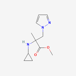 molecular formula C11H17N3O2 B13620132 Methyl 2-(cyclopropylamino)-2-methyl-3-(1h-pyrazol-1-yl)propanoate 