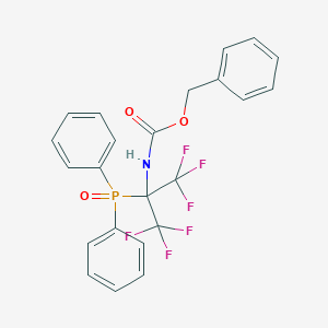 molecular formula C23H18F6NO3P B136202 Carbamic acid, (1-(diphenylphosphinyl)-2,2,2-trifluoro-1-(trifluoromethyl)ethyl)-, phenylmethyl ester CAS No. 145430-05-3
