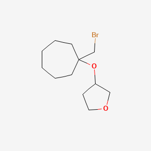 molecular formula C12H21BrO2 B13620249 3-((1-(Bromomethyl)cycloheptyl)oxy)tetrahydrofuran 