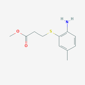 molecular formula C11H15NO2S B13620357 Methyl 3-((2-amino-5-methylphenyl)thio)propanoate 