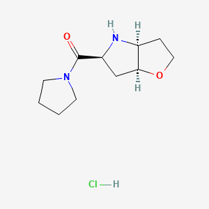 molecular formula C11H19ClN2O2 B13620513 rac-1-[(3aR,5R,6aR)-hexahydro-2H-furo[3,2-b]pyrrole-5-carbonyl]pyrrolidine hydrochloride 