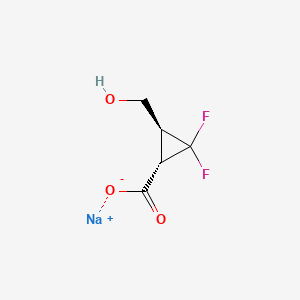 molecular formula C5H5F2NaO3 B13620554 rac-sodium(1R,3R)-2,2-difluoro-3-(hydroxymethyl)cyclopropane-1-carboxylate 