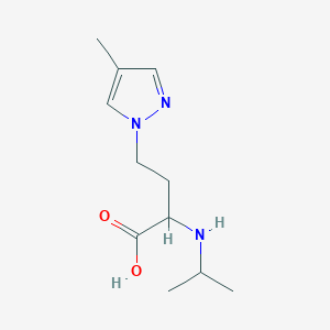 molecular formula C11H19N3O2 B13620600 2-(Isopropylamino)-4-(4-methyl-1h-pyrazol-1-yl)butanoic acid 