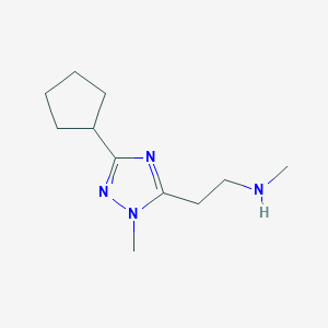 molecular formula C11H20N4 B13620707 2-(3-Cyclopentyl-1-methyl-1h-1,2,4-triazol-5-yl)-N-methylethan-1-amine 