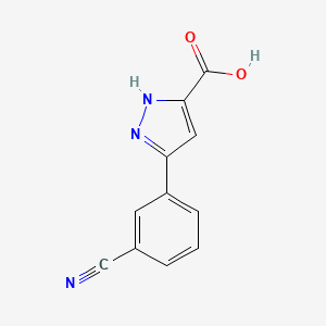 molecular formula C11H7N3O2 B13620759 5-(3-Cyanophenyl)-1H-pyrazole-3-carboxylic acid 
