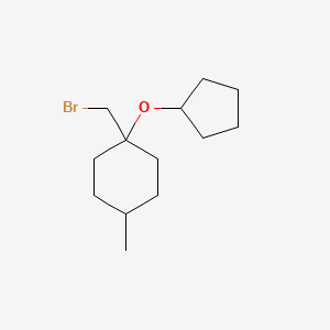 molecular formula C13H23BrO B13620860 1-(Bromomethyl)-1-(cyclopentyloxy)-4-methylcyclohexane 