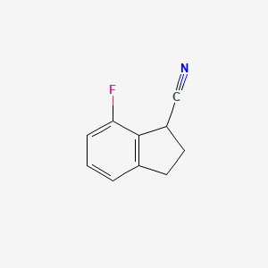 molecular formula C10H8FN B13620993 7-fluoro-2,3-dihydro-1H-indene-1-carbonitrile 
