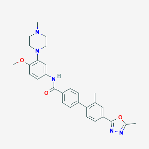 molecular formula C29H31N5O3 B136210 2'-Methyl-4'-(5-methyl-[1,3,4]oxadiazol-2-yl)-biphenyl-4-carboxylic acid [4-methoxy-3-(4-methyl-piperazin-1-yl)-phenyl]-amide CAS No. 148672-15-5