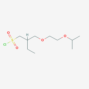 molecular formula C10H21ClO4S B13621065 2-((2-Isopropoxyethoxy)methyl)butane-1-sulfonyl chloride 