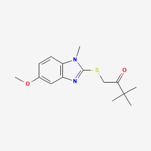 molecular formula C15H20N2O2S B1362113 1-[(5-Methoxy-1-methyl-1H-benzimidazol-2-YL)thio]-3,3-dimethylbutan-2-one CAS No. 302929-96-0