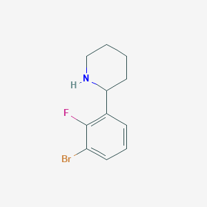 molecular formula C11H13BrFN B13621158 2-(3-Bromo-2-fluorophenyl)piperidine 