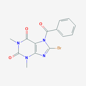 B136212 7-Benzoyl-8-bromo-1,3-dimethylpurine-2,6-dione CAS No. 148122-90-1