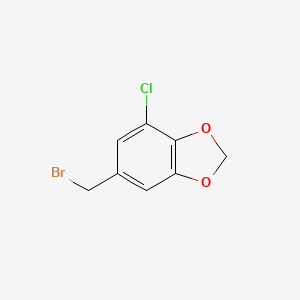 molecular formula C8H6BrClO2 B13621283 6-(Bromomethyl)-4-chloro-1,3-dioxaindane 