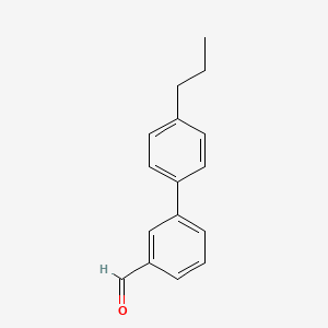 molecular formula C16H16O B13621319 3-(4-Propylphenyl)benzaldehyde 