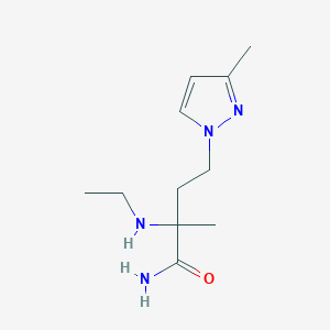 molecular formula C11H20N4O B13621409 2-(Ethylamino)-2-methyl-4-(3-methyl-1h-pyrazol-1-yl)butanamide 