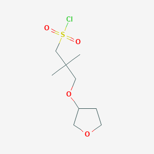 molecular formula C9H17ClO4S B13621517 2,2-Dimethyl-3-((tetrahydrofuran-3-yl)oxy)propane-1-sulfonyl chloride 