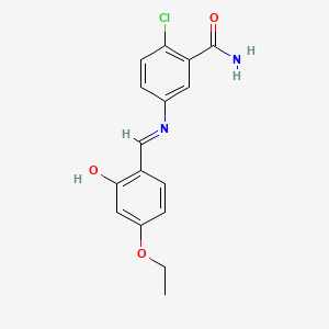 molecular formula C16H15ClN2O3 B13621548 2-Chloro-5-{[(4-ethoxy-2-hydroxyphenyl)methylidene]amino}benzamide 