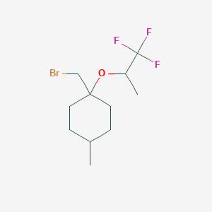 molecular formula C11H18BrF3O B13621565 1-(Bromomethyl)-4-methyl-1-((1,1,1-trifluoropropan-2-yl)oxy)cyclohexane 