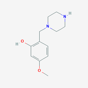 molecular formula C12H18N2O2 B13621605 5-Methoxy-2-(piperazin-1-ylmethyl)phenol 