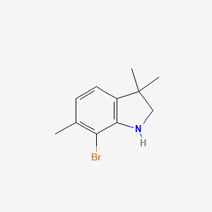 molecular formula C11H14BrN B13621624 7-Bromo-3,3,6-trimethylindoline 