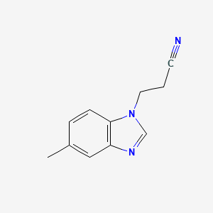 molecular formula C11H11N3 B13621649 1-Benzimidazolepropionitrile,5-methyl-(8CI) 