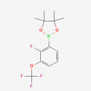 molecular formula C13H15BF4O3 B13621684 2-[2-Fluoro-3-(trifluoromethoxy)phenyl]-4,4,5,5-tetramethyl-1,3,2-dioxaborolane 