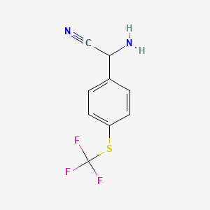 molecular formula C9H7F3N2S B13621712 (R)-2-Amino-2-(4-((trifluoromethyl)thio)phenyl)acetonitrile 
