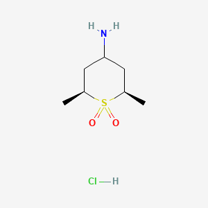 molecular formula C7H16ClNO2S B13621813 (2R,4s,6S)-4-amino-2,6-dimethyl-1lambda6-thiane-1,1-dione hydrochloride 