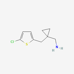 molecular formula C9H12ClNS B13621880 (1-((5-Chlorothiophen-2-yl)methyl)cyclopropyl)methanamine 