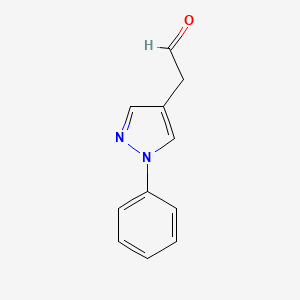 molecular formula C11H10N2O B13621990 2-(1-Phenyl-1h-pyrazol-4-yl)acetaldehyde 