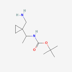 molecular formula C11H22N2O2 B13622031 tert-butylN-{1-[1-(aminomethyl)cyclopropyl]ethyl}carbamate 