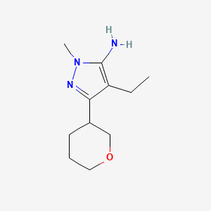 molecular formula C11H19N3O B13622070 4-Ethyl-1-methyl-3-(tetrahydro-2h-pyran-3-yl)-1h-pyrazol-5-amine 