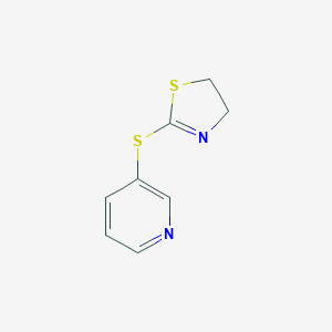 molecular formula C8H8N2S2 B136221 Pyridine, 3-[(4,5-dihydro-2-thiazolyl)thio]-(9CI) CAS No. 153334-49-7