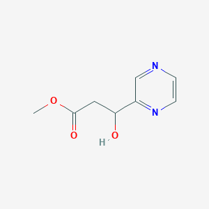 molecular formula C8H10N2O3 B13622128 Methyl 3-hydroxy-3-(pyrazin-2-yl)propanoate 