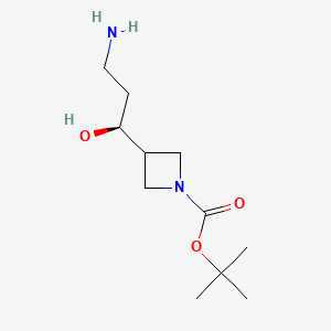 molecular formula C11H22N2O3 B13622136 tert-butyl3-[(1S)-3-amino-1-hydroxypropyl]azetidine-1-carboxylate 