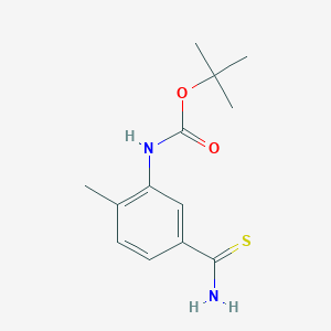 molecular formula C13H18N2O2S B13622150 Tert-butyl (5-carbamothioyl-2-methylphenyl)carbamate 