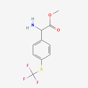 molecular formula C10H10F3NO2S B13622156 Methyl 2-amino-2-(4-((trifluoromethyl)thio)phenyl)acetate 