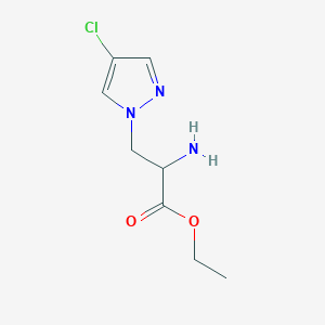 molecular formula C8H12ClN3O2 B13622258 Ethyl 2-amino-3-(4-chloro-1h-pyrazol-1-yl)propanoate 