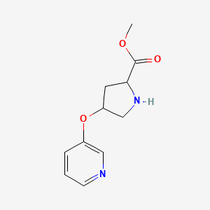 molecular formula C11H14N2O3 B13622331 Methyl 4-(pyridin-3-yloxy)pyrrolidine-2-carboxylate 