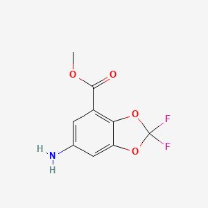 molecular formula C9H7F2NO4 B13622422 Methyl 6-amino-2,2-difluoro-1,3-dioxaindane-4-carboxylate 