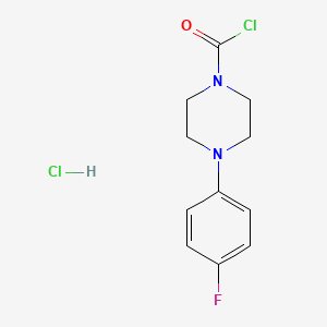 molecular formula C11H13Cl2FN2O B13622460 4-(4-Fluorophenyl)piperazine-1-carbonyl chloride hydrochloride 