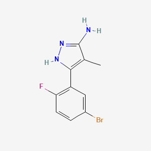 molecular formula C10H9BrFN3 B13622476 3-(5-Bromo-2-fluorophenyl)-4-methyl-1h-pyrazol-5-amine 