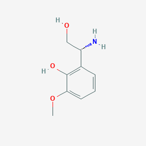 molecular formula C9H13NO3 B13622490 (r)-2-(1-Amino-2-hydroxyethyl)-6-methoxyphenol 