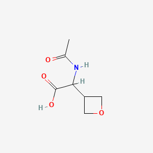 molecular formula C7H11NO4 B13622687 2-Acetamido-2-(oxetan-3-yl)acetic acid 
