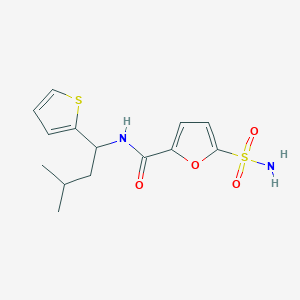 molecular formula C14H18N2O4S2 B13622722 N-[3-methyl-1-(thiophen-2-yl)butyl]-5-sulfamoylfuran-2-carboxamide 