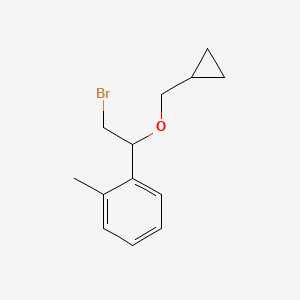 molecular formula C13H17BrO B13622745 1-(2-Bromo-1-(cyclopropylmethoxy)ethyl)-2-methylbenzene 
