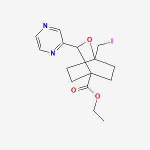 molecular formula C15H19IN2O3 B13622773 Ethyl 1-(iodomethyl)-3-(pyrazin-2-yl)-2-oxabicyclo[2.2.2]octane-4-carboxylate 