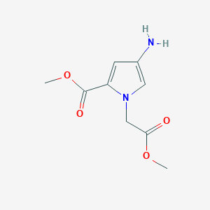 molecular formula C9H12N2O4 B13622783 Methyl 4-amino-1-(2-methoxy-2-oxoethyl)-1h-pyrrole-2-carboxylate 
